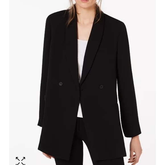 Eileen Fisher Double Breasted Textured Oversized Blazer Jacket in Black S/P - Picture 5 of 13